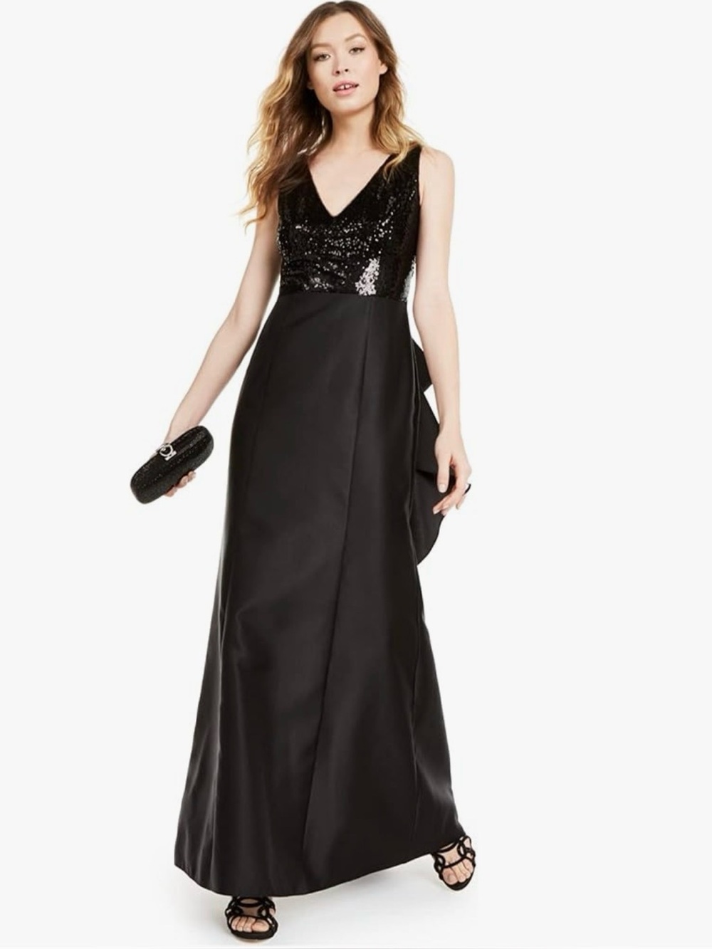 Adrianna Papell Women's Sequin Mikado Gown Formal Night Out Dress
